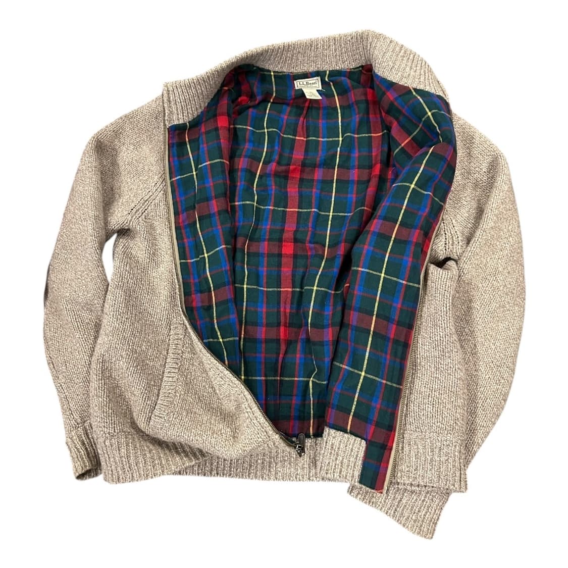 XL) 엘엘빈 L.L.Bean 램스울 체크 라이닝 집업 가디건 TK-03 상품이미지5