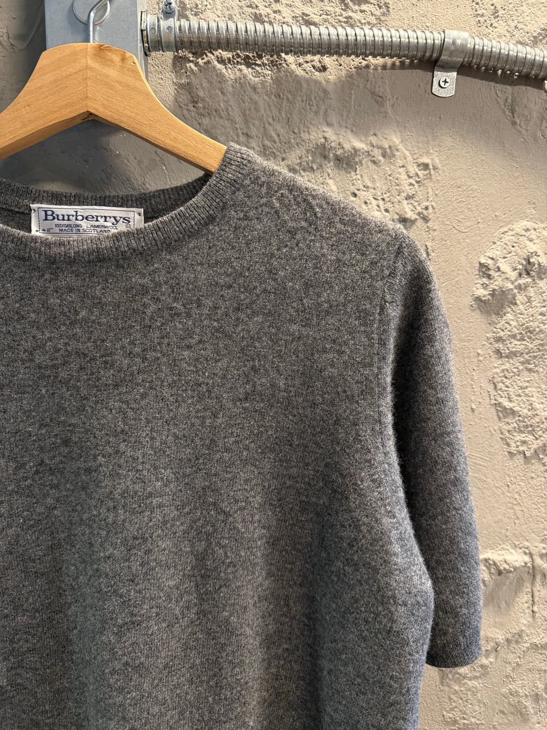 L 버버리 BURBERRY 램스울 니트 반팔 스웨터 그레이 상품이미지3