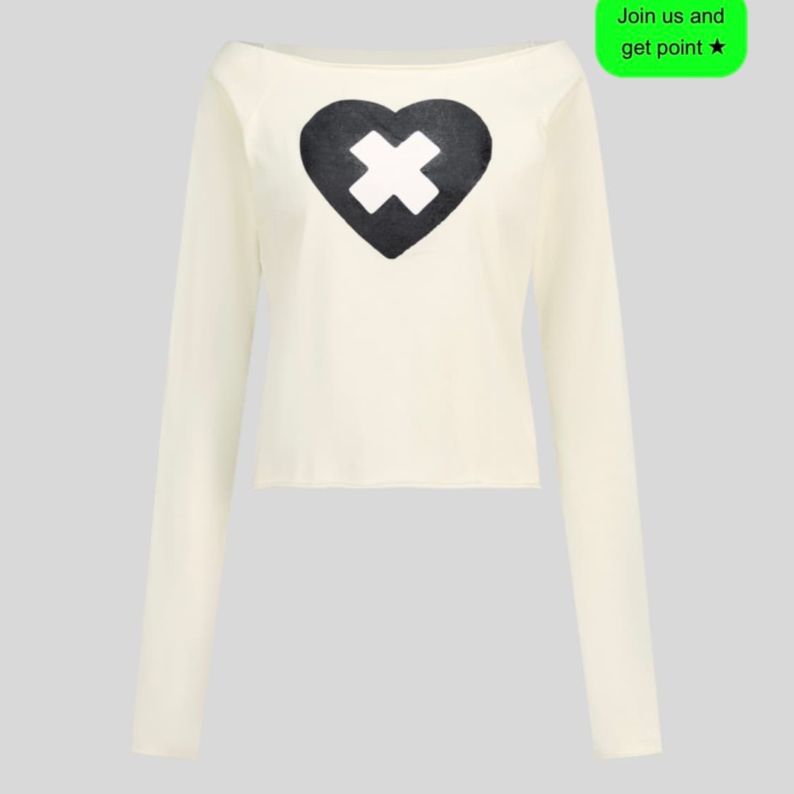 샵페어리 cross heart cut off t-shirt (cream) 상품이미지3