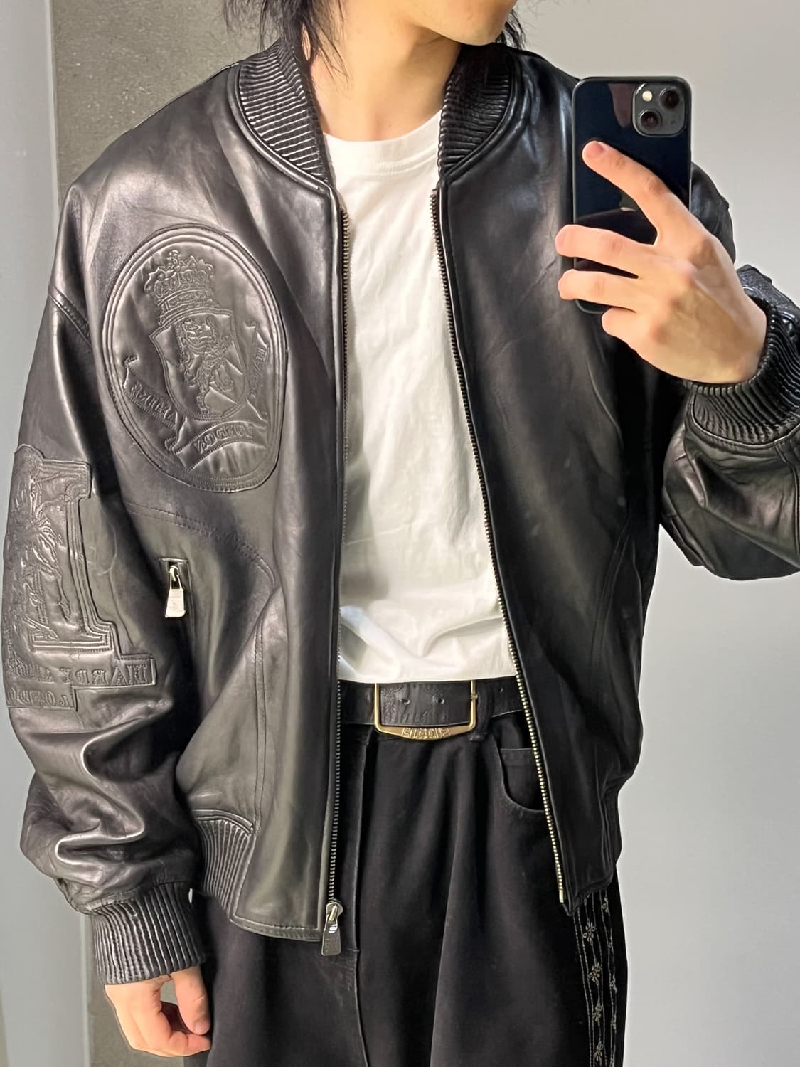 하디 에이미 스포츠 90's 재팬 스티치 엠브로이더드 레더 바시티 자켓 상품이미지3