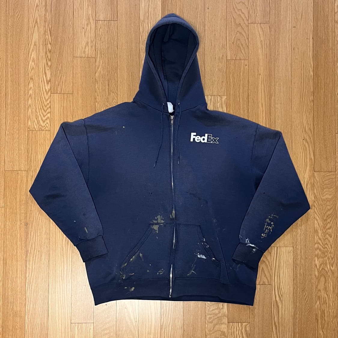 [XL] 빈티지 Fedex 썬페이드 & 더티 페인팅 네이비 후드집업 상품이미지1
