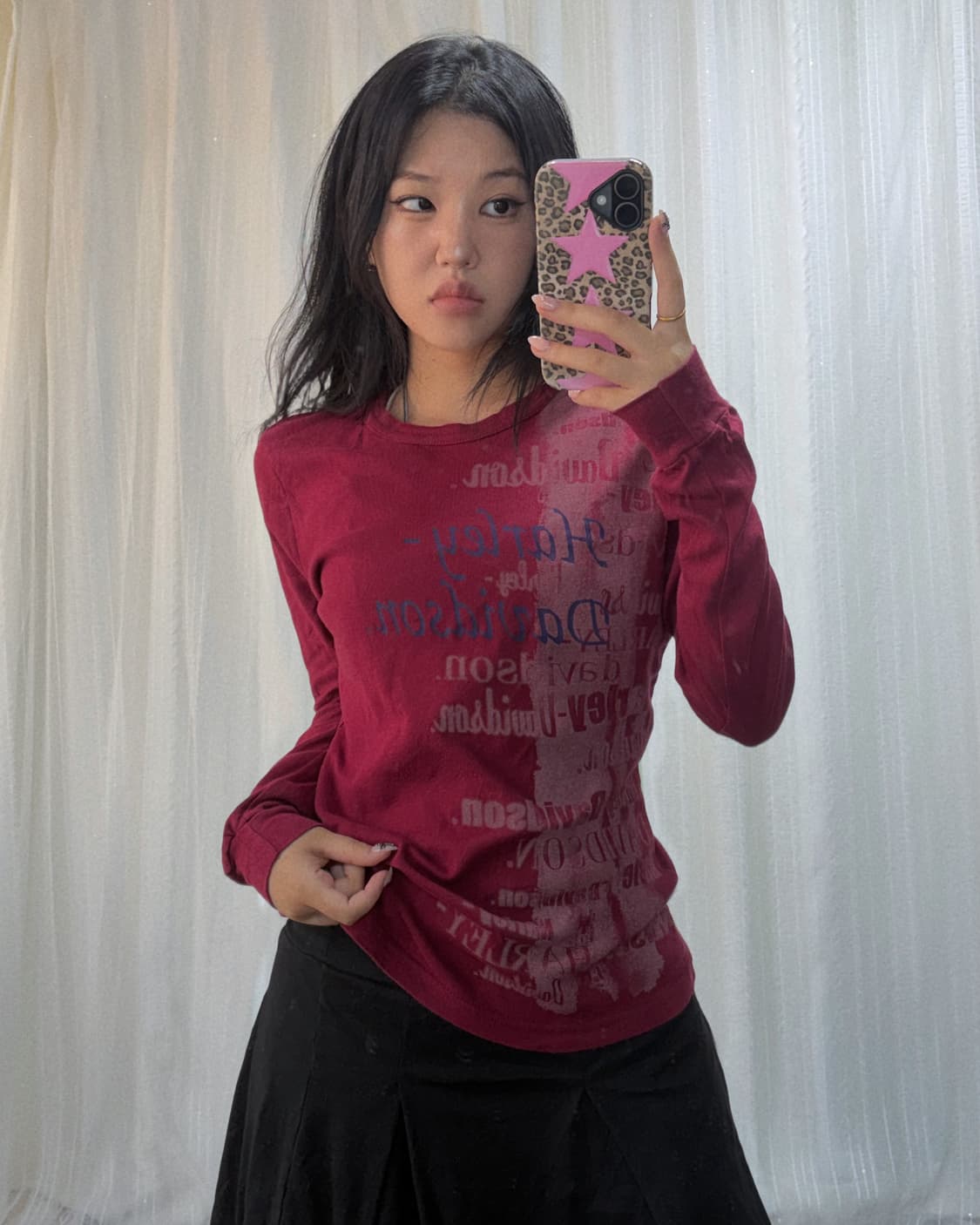 할리데이비슨 레드 레터링 롱 슬리브 상품이미지1