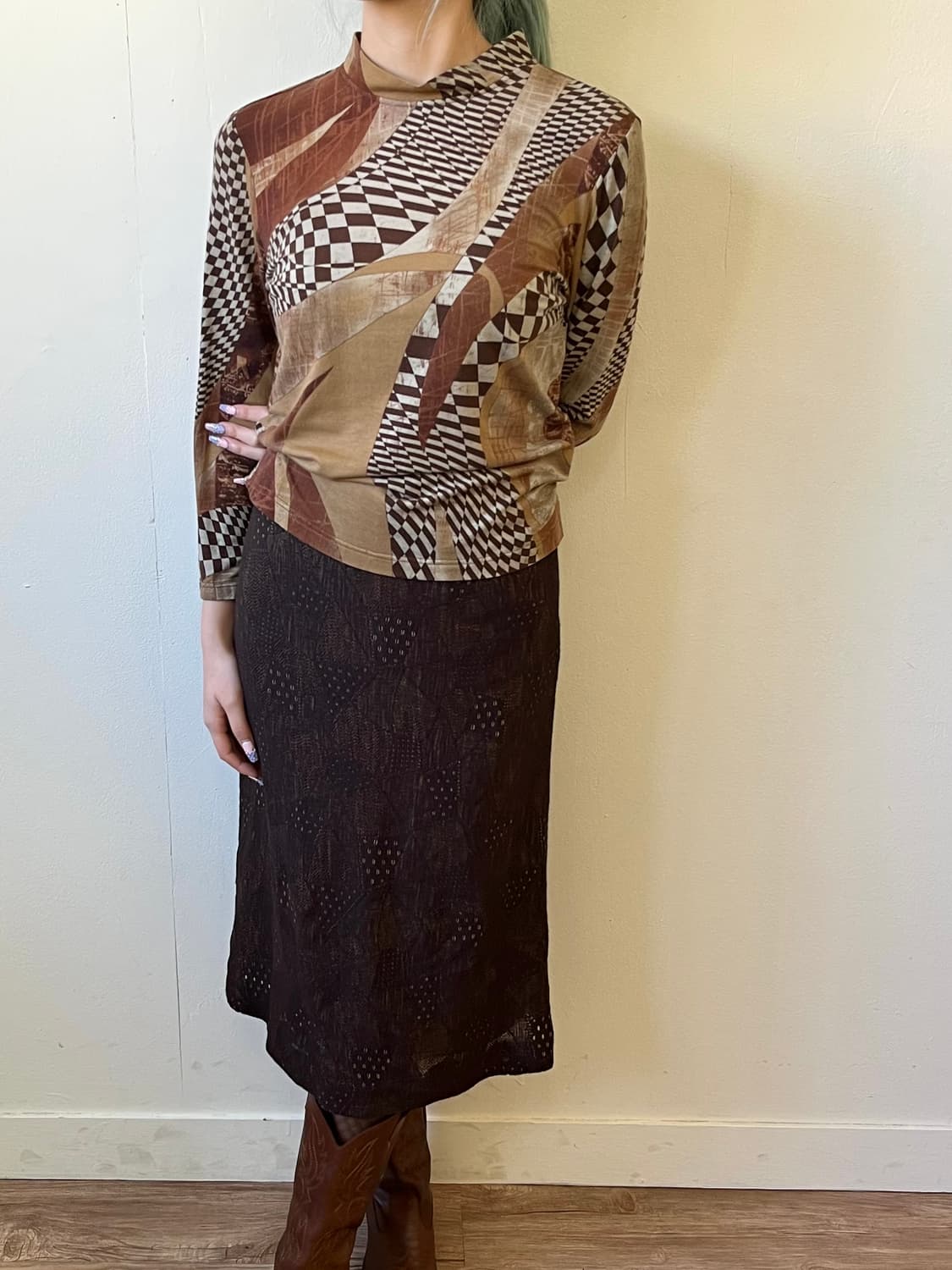 Nuvel.Ive 패턴 롱스커트 상품이미지6