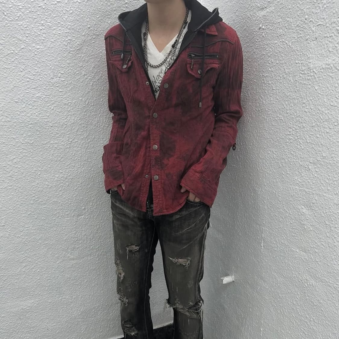 In the attic bleach burgundy jacket 상품이미지5