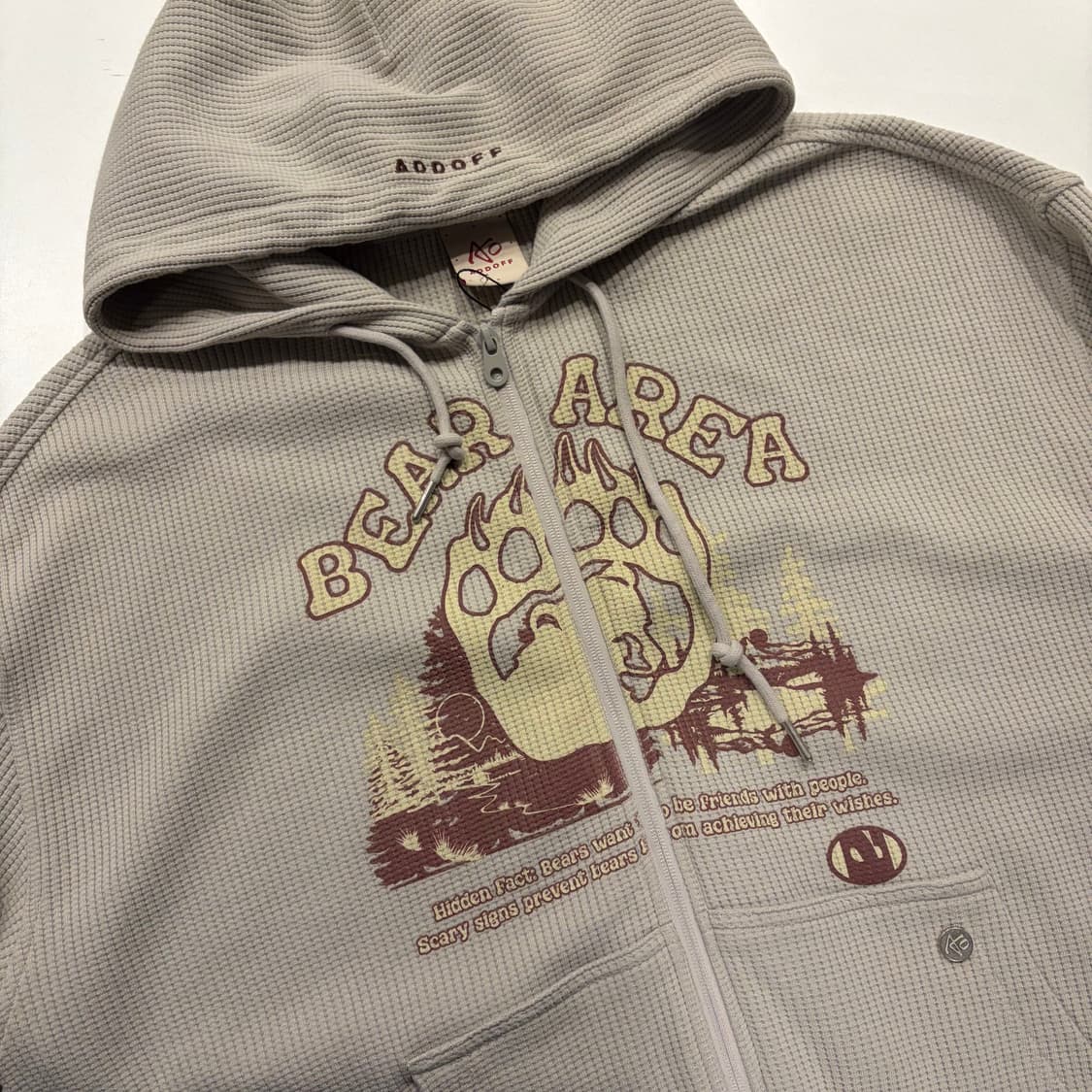 [S] 에드오프 ADD OFF 베어 그래픽 와플 후드 집업 C641 상품이미지3