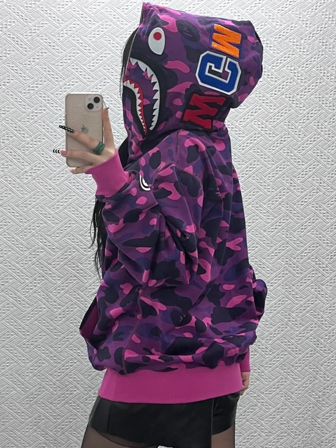 베이프 AAPE 스트릿 펑크 퍼플카모 샤크 후드집업 L C10113 상품이미지1