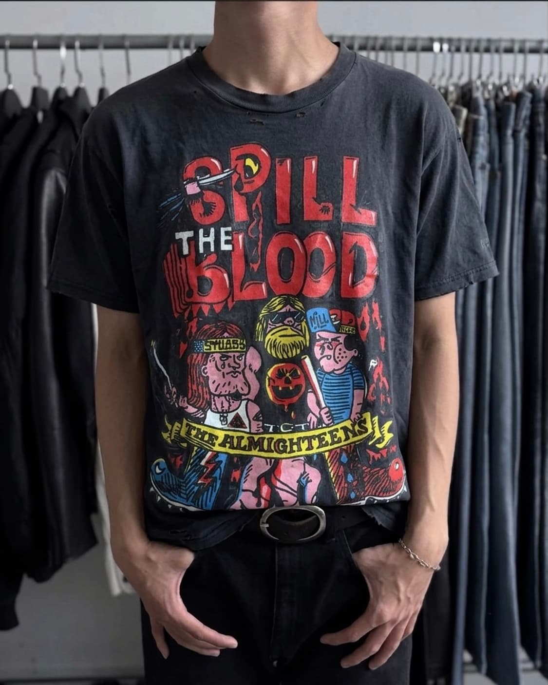올드 스투시 'Spill The Blood' 선페이딩 그런지 티셔츠 상품이미지1