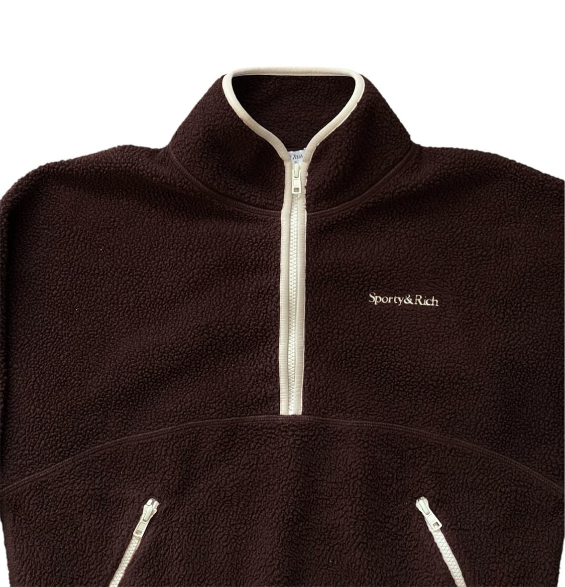 스포티 & 리치 세리프 로고 쉐르파 하프 집업 자켓 브라운 상품이미지2