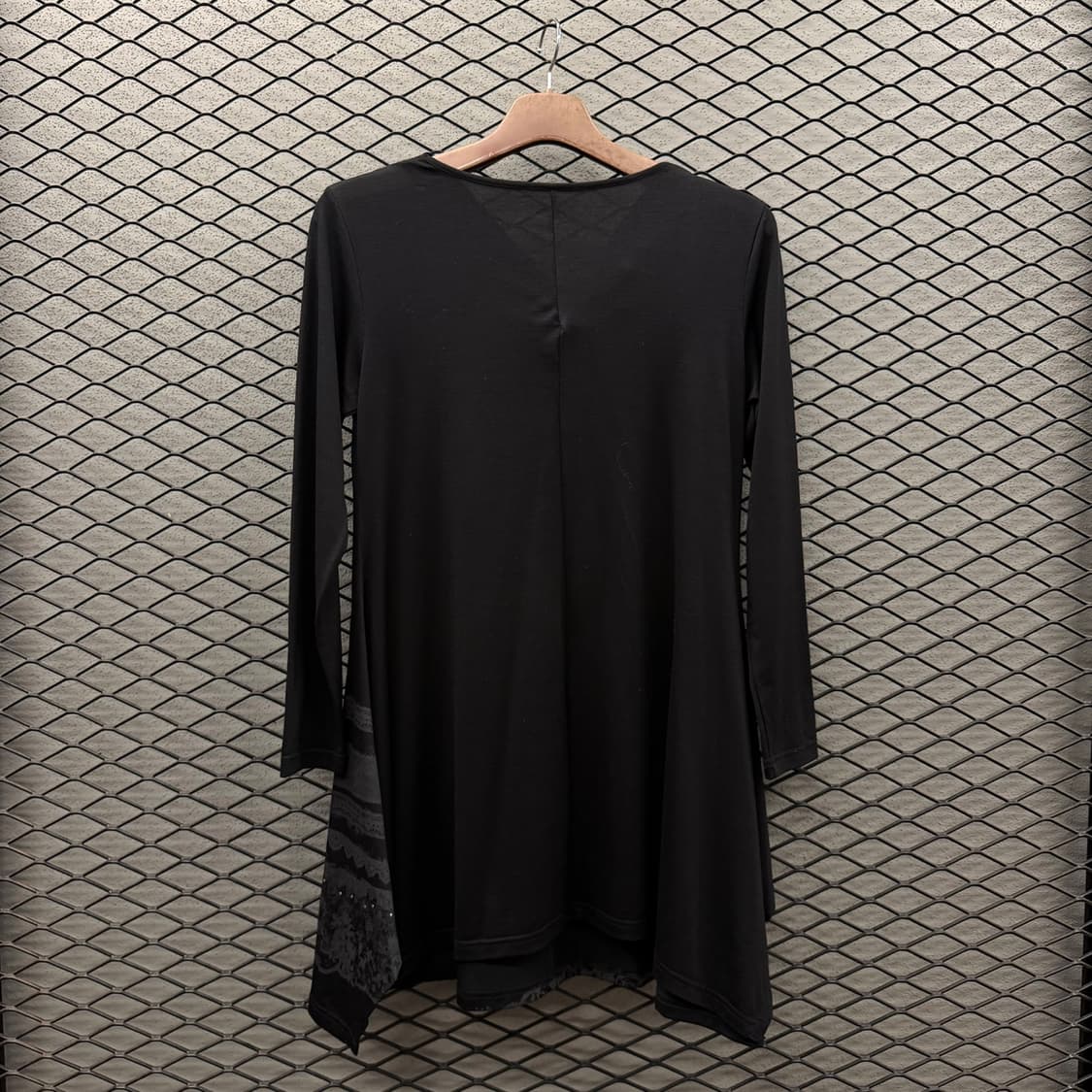 JPN VINTAGE 언밸런스 레이스 패턴 프린팅 미니 원피스 블랙 상품이미지3