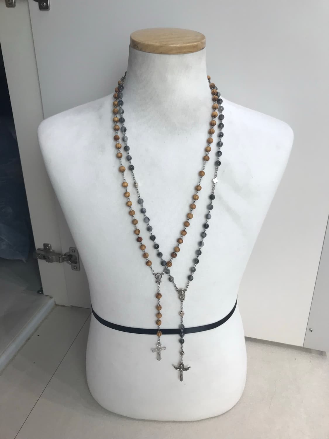 Vintage rosary cross pendant necklace 상품이미지1