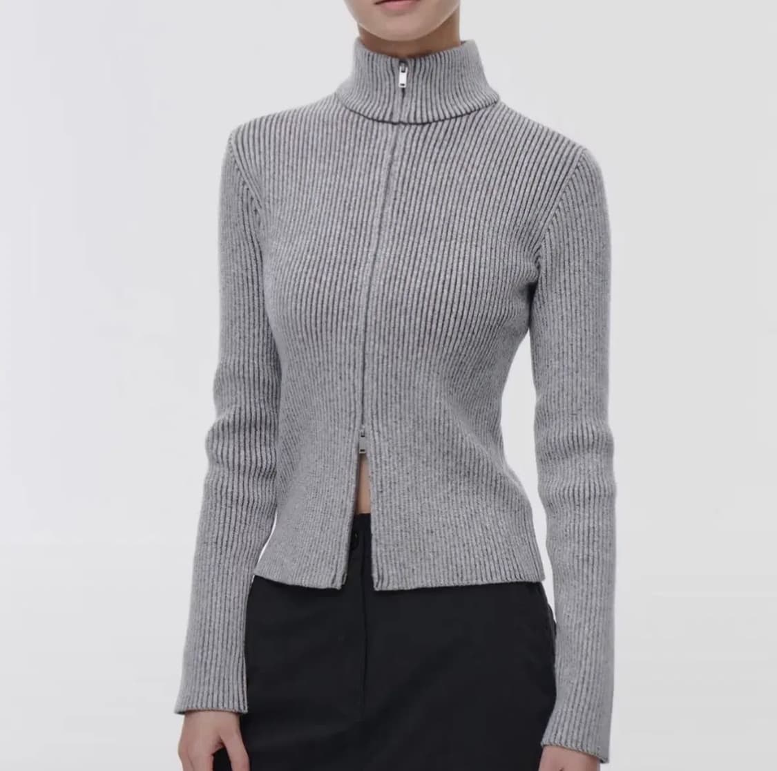 무탠다드 슬림니트 집업 상품이미지1