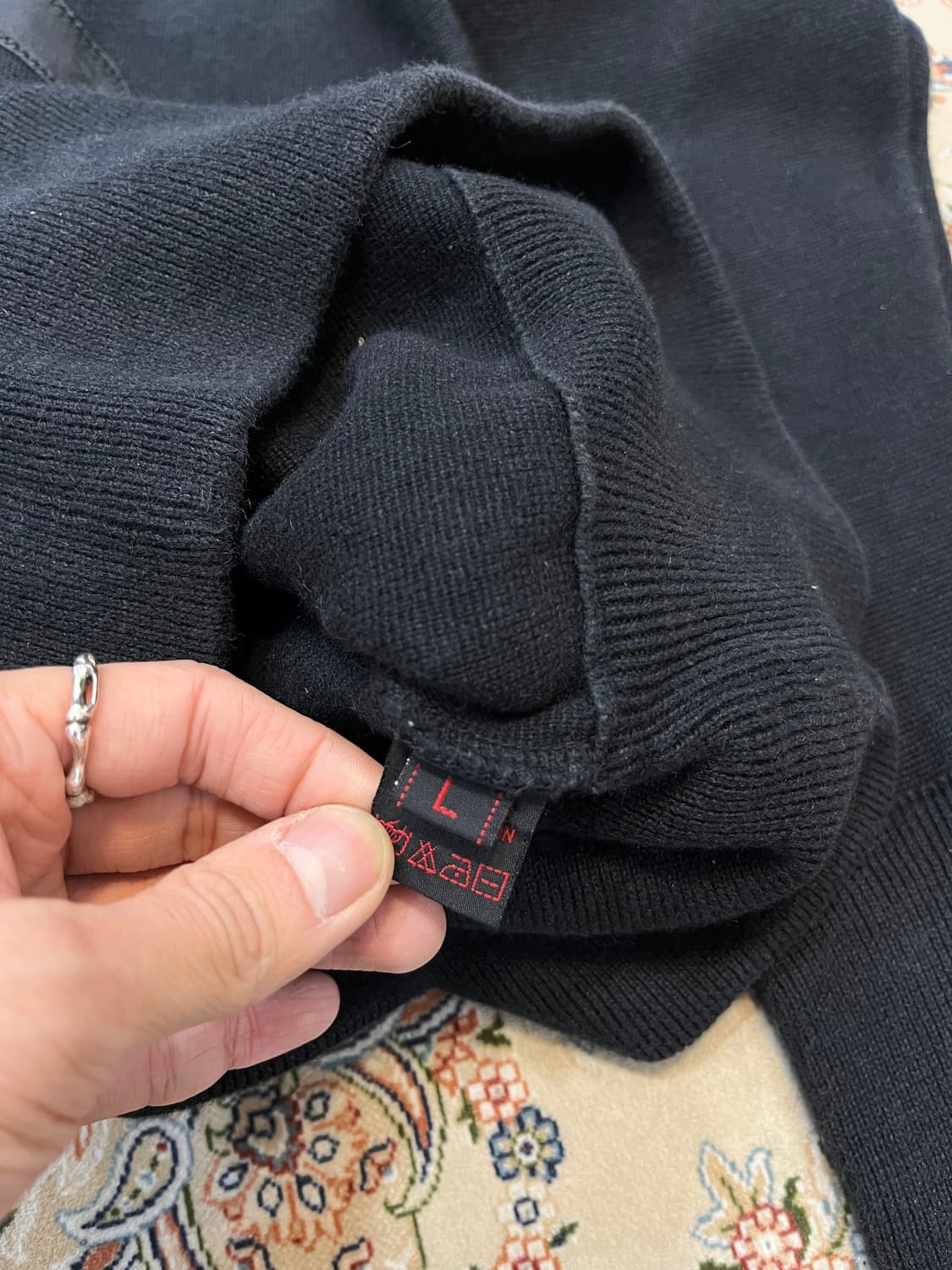 에비수 자수 빅로고 코튼 니트 상품이미지5