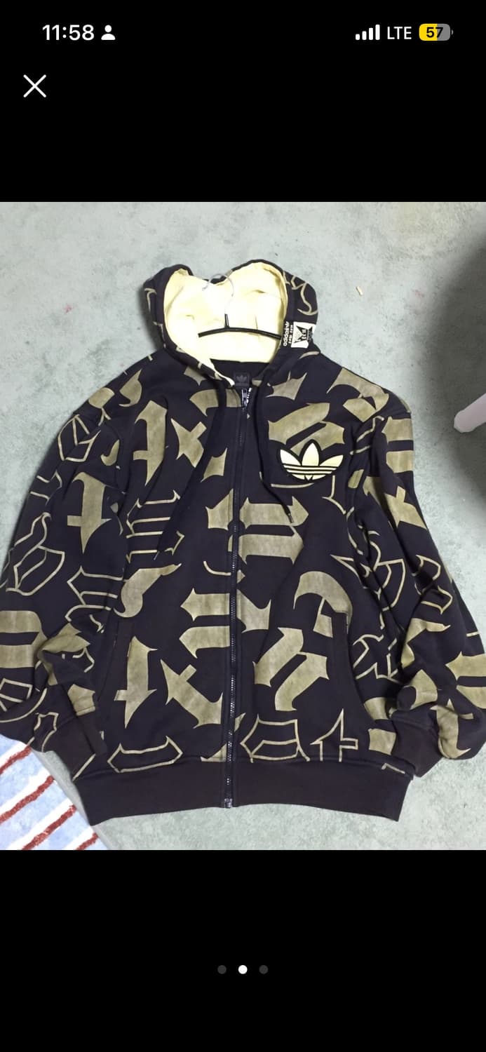 아디다스 희귀 레어 패턴 기모 후드집업 상품이미지2