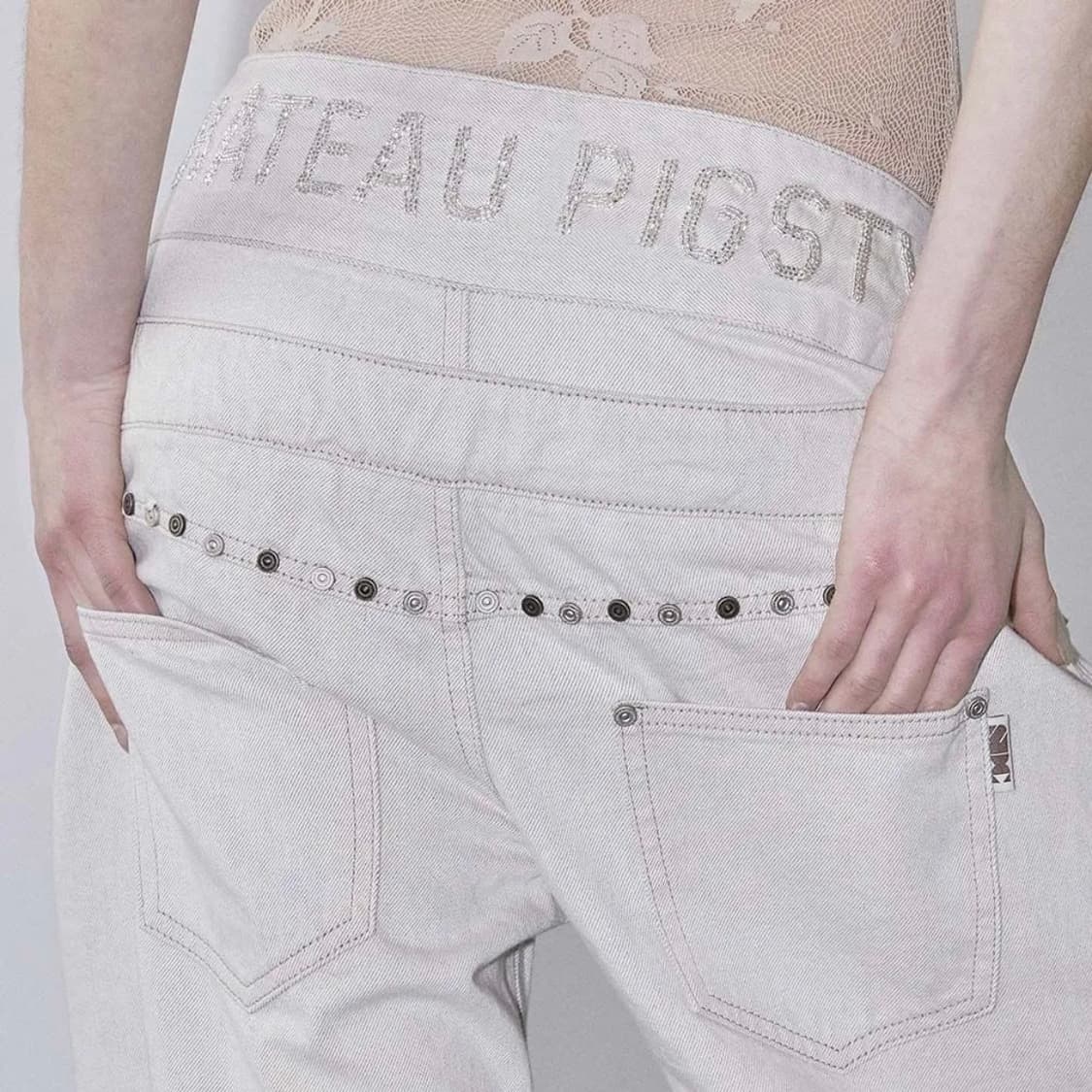 [택포] Beaded Layered Denim Pants 상품이미지1