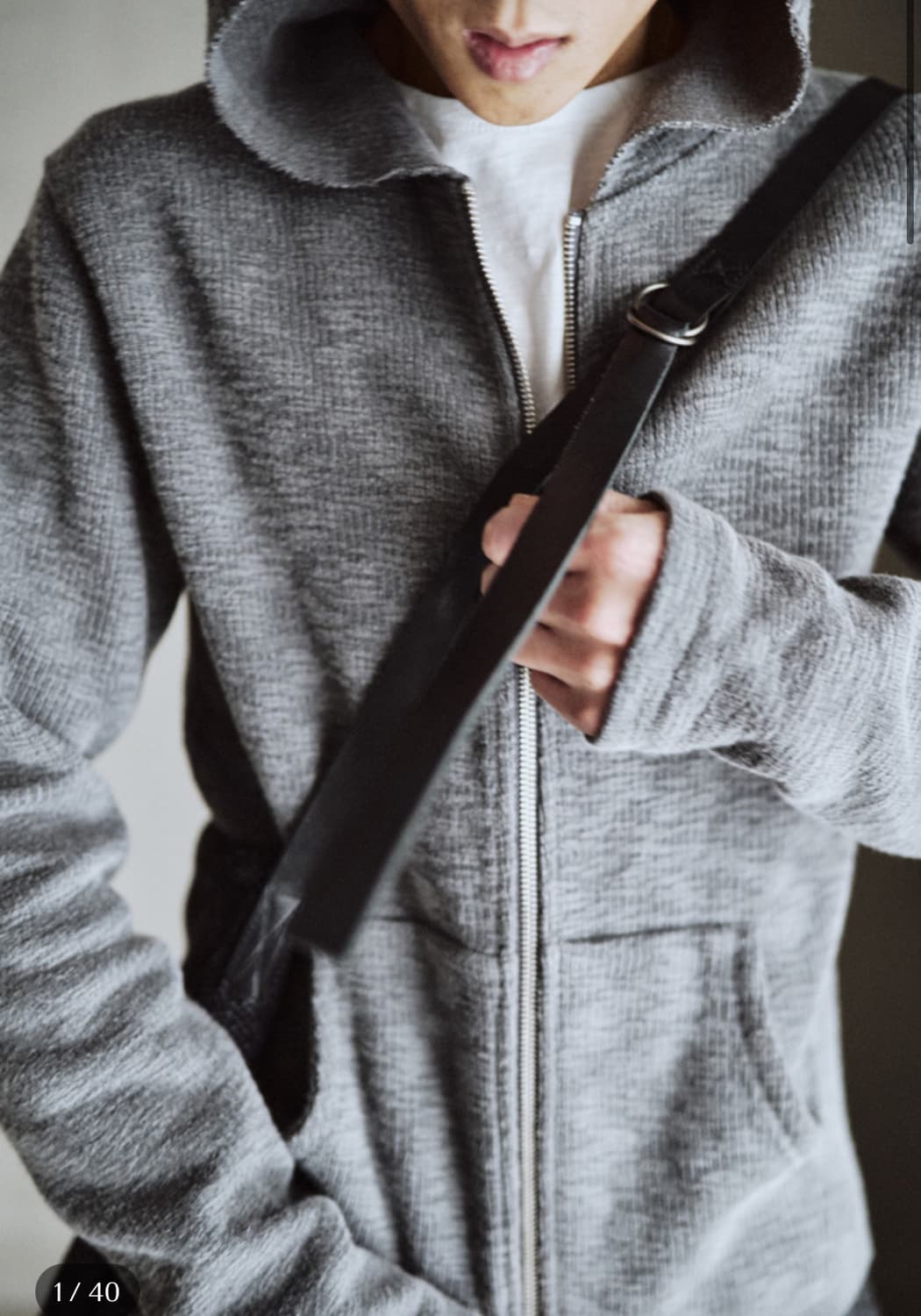 [1] 모노프리베 텍스쳐드 후드집업 그레이 상품이미지2