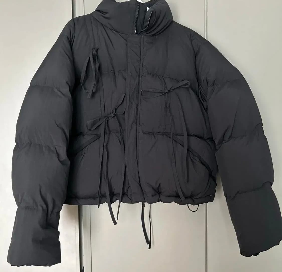 시눈 리본 패딩 덕다운 리본 디테일 푸퍼 숏패딩 상품이미지2