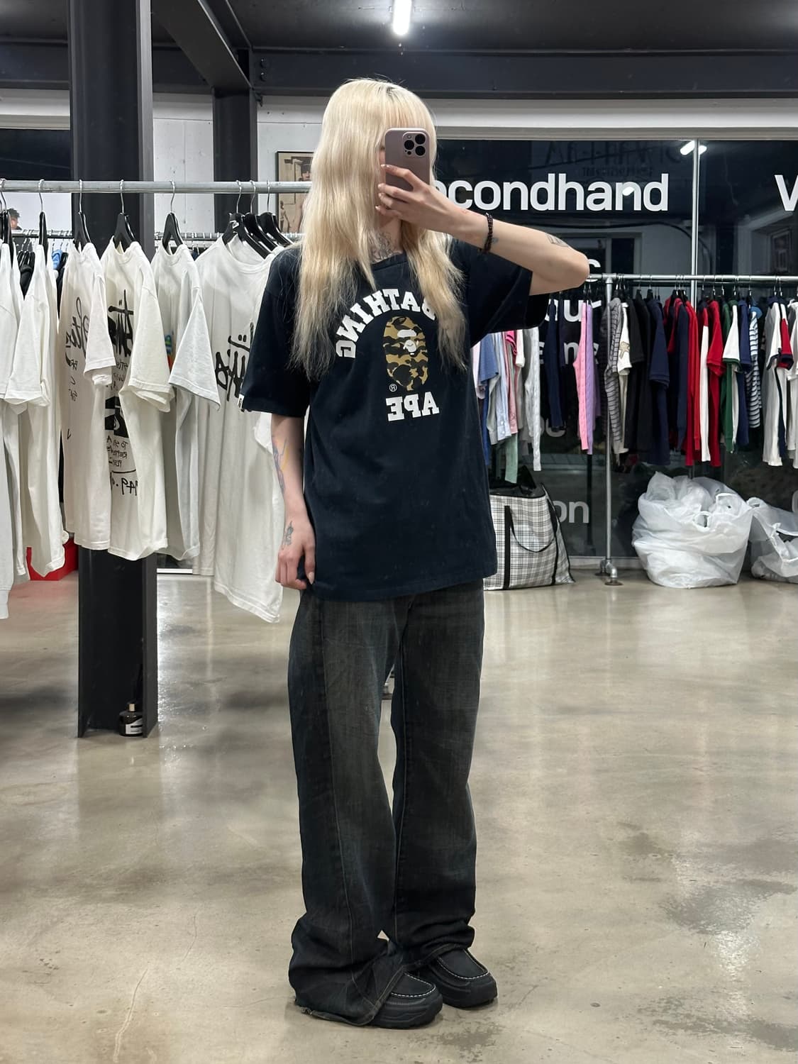 베이프 카모 컬리지 황계 반팔 티셔츠 상품이미지3