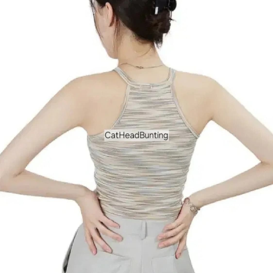 블랙업 핏 예쁜 홀터 나시 탑_ 실착 1회, 국내 도매택 상품이미지2