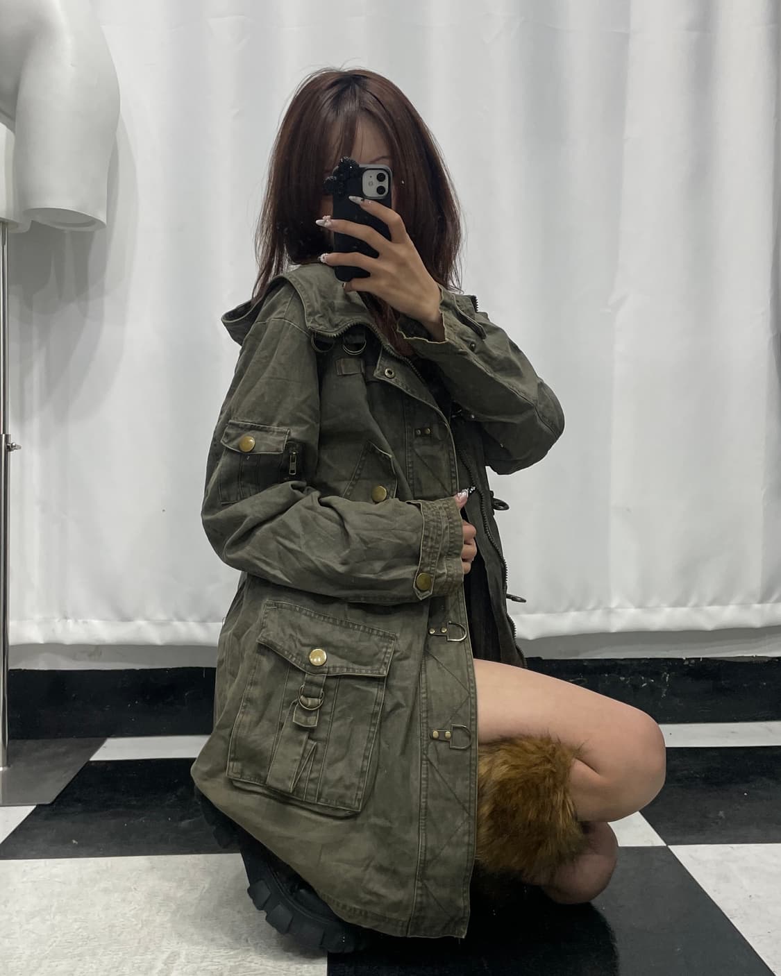 🎸카키 버튼 디테일 롱 자켓🎸 상품이미지2