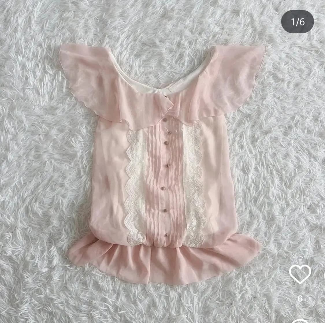 리즈리사) 일본빈티지 로맨틱 핑크히메갸루st 레이스 시스루 프릴 블라우스 상품이미지1