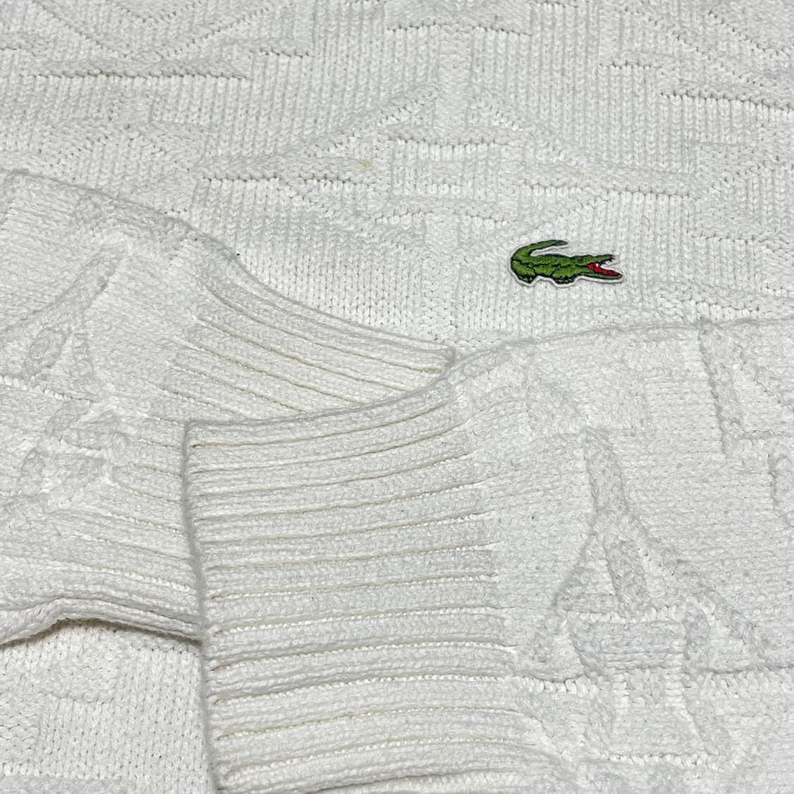 [L] 80s IZOD x 라코스테 화이트 패턴 니트 스웨터 상품이미지3