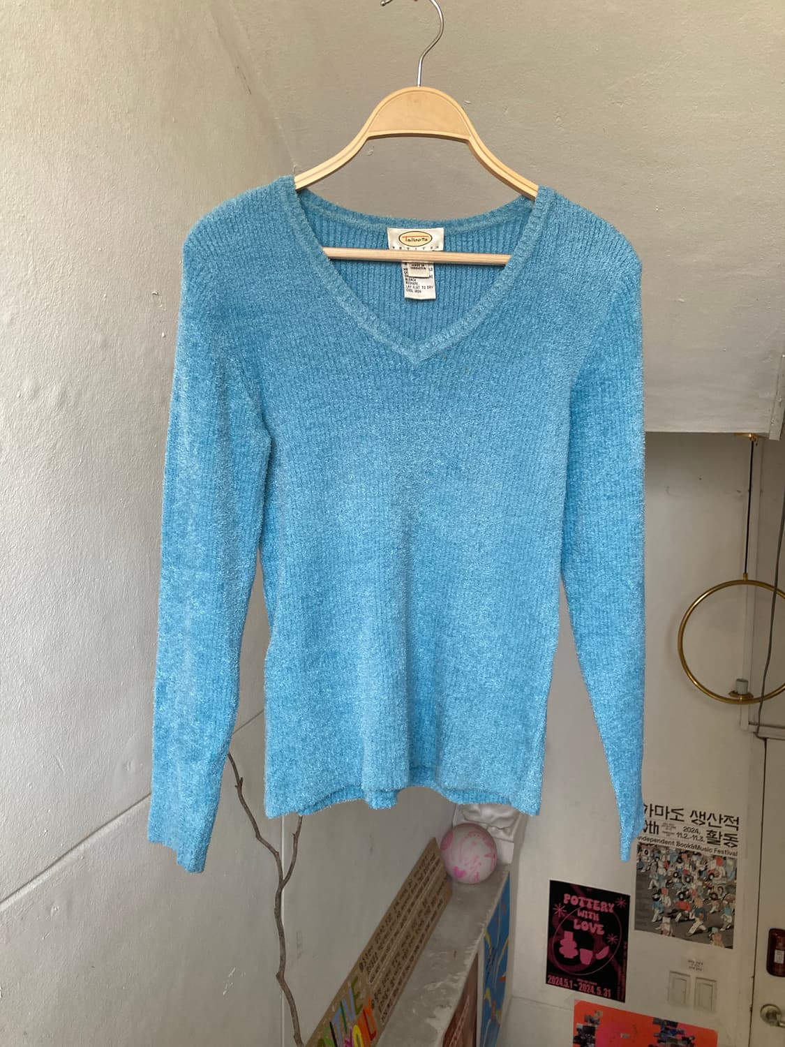 탈봇 TALBOTS 스카이블루 브이넥 니트 상품이미지1