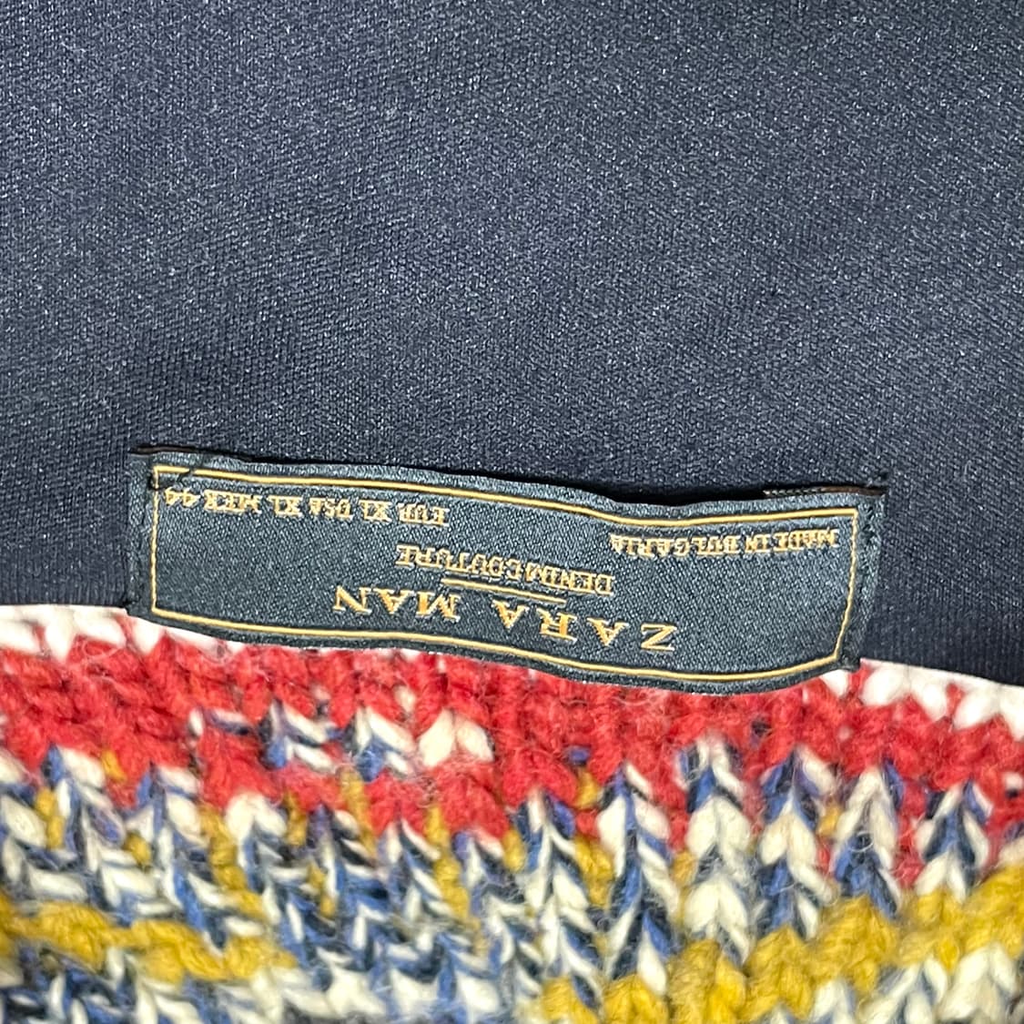 자라 맨 멀티컬러 패턴 니트 집업 남성XL 상품이미지3