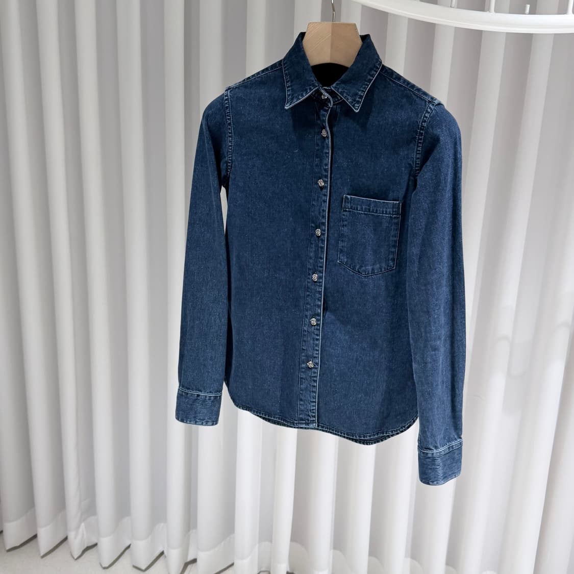 (A+/S) / 크롬하츠 크로스 레더 패치 데님 셔츠 자켓 상품이미지2