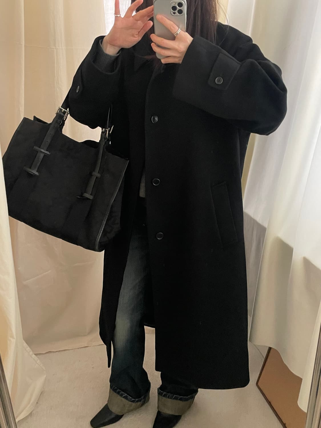 vintage black cashmere balmacaan coat 상품이미지9