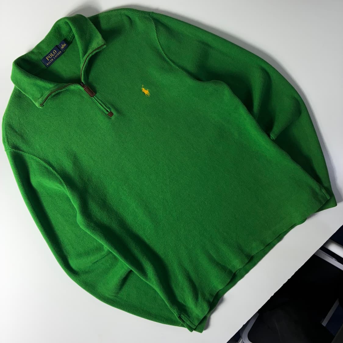 Polo  폴로 랄프로렌 자수 코튼 그린 반집업 니트  상품이미지2
