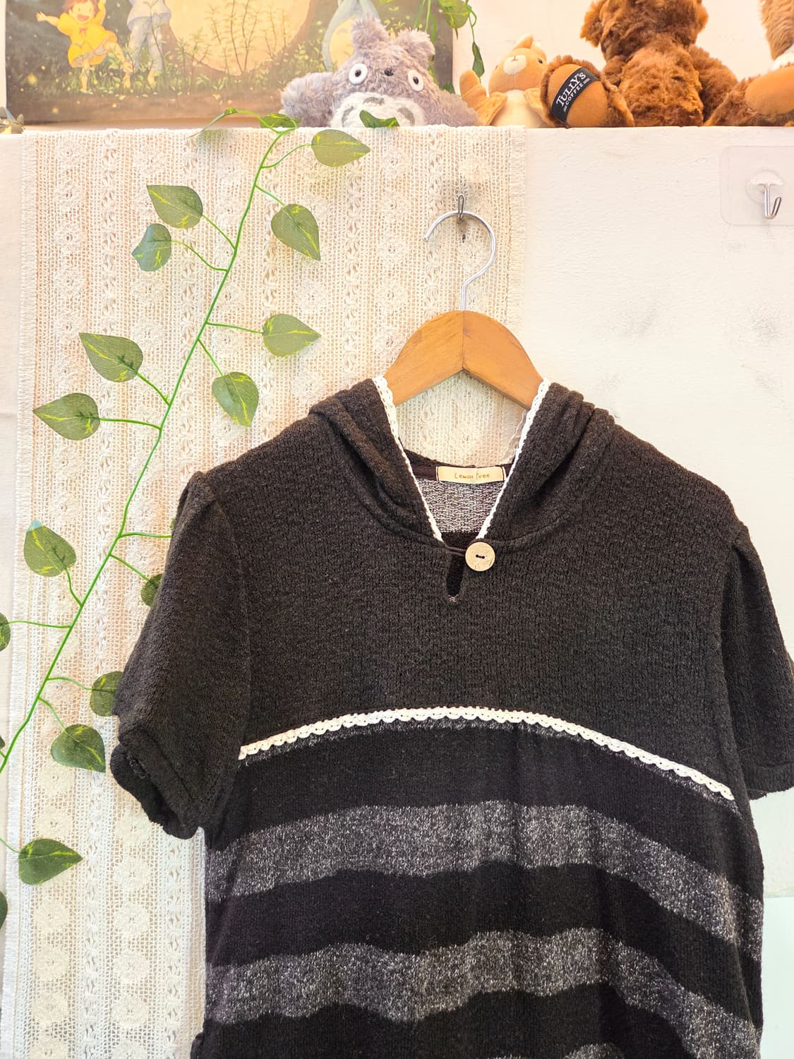 코코아 후드 반팔 니트 상품이미지2