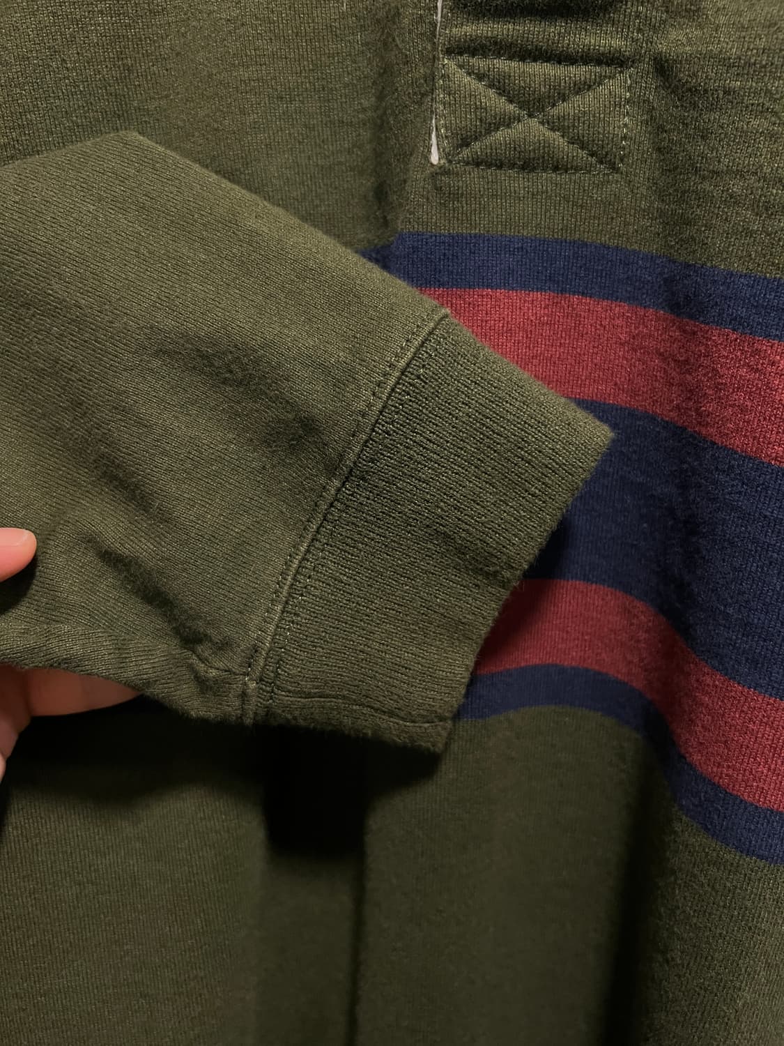 [L]L.L.Bean 엘엘빈 컬러 스트라이프 카키 럭비 티셔츠 상품이미지3