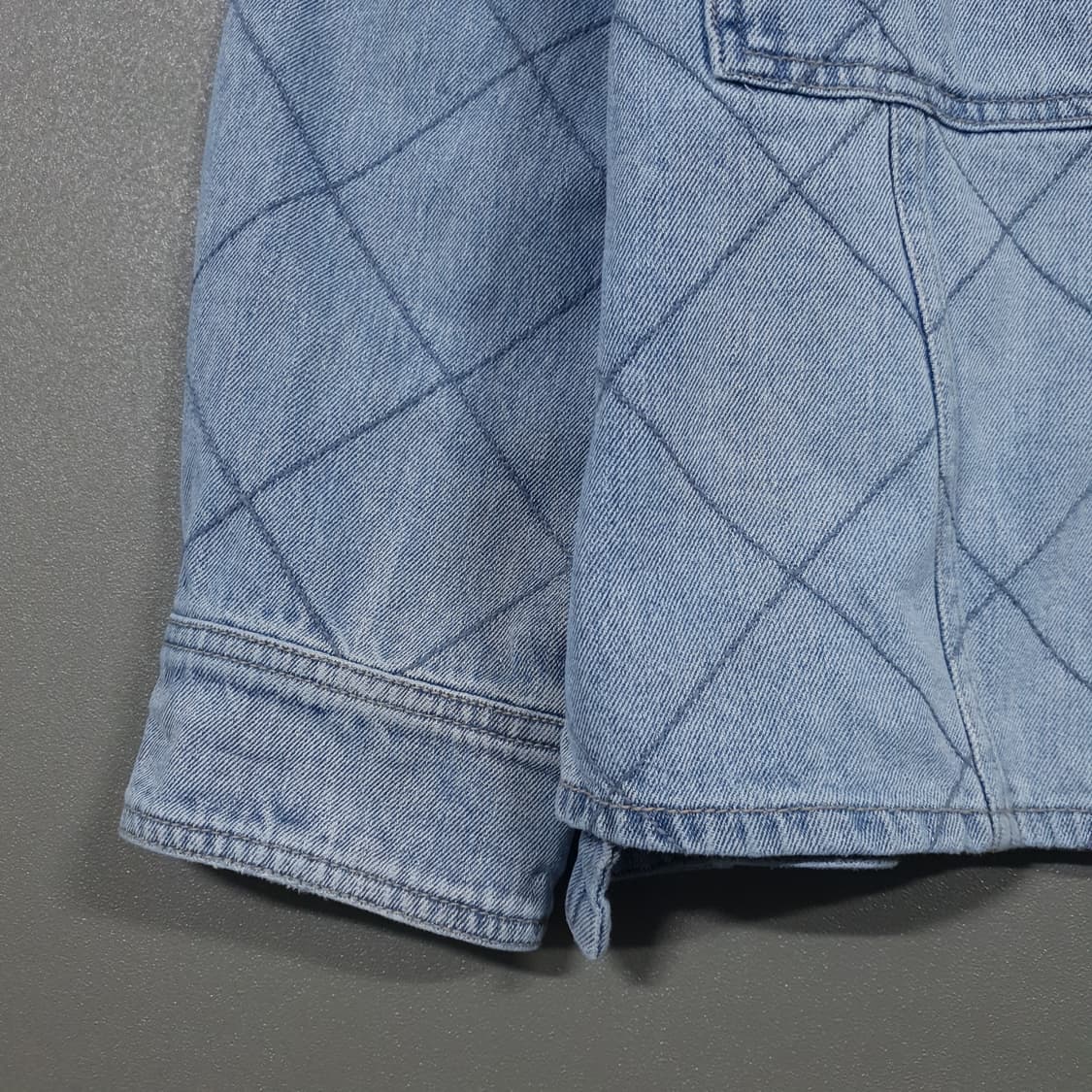 한섬 시스템 신형 21ss 퀼팅 패턴 오버핏 스티치 데님 자켓 점퍼 여성 상품이미지6