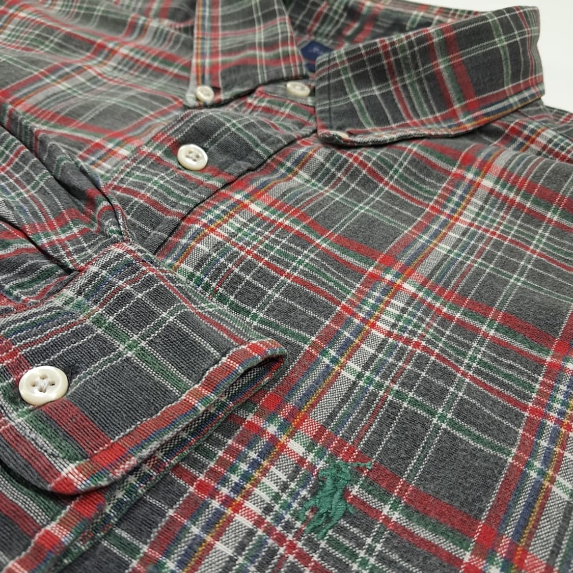 CL950 XL 폴로 90s 빅셔츠 플란넬 올드매드라스체크 셔츠 상품이미지4