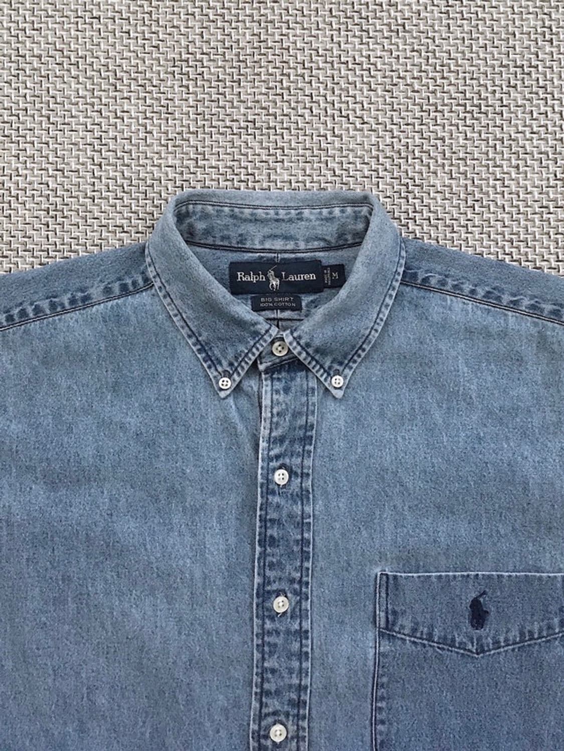 90s heavy-weight washed denim bigshirts 상품이미지1