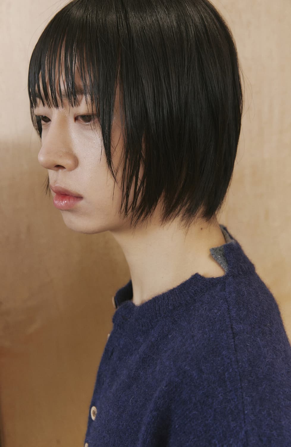 웨이비니스 알파카 레이어드 헨리넥 니트 네이비 3 상품이미지3