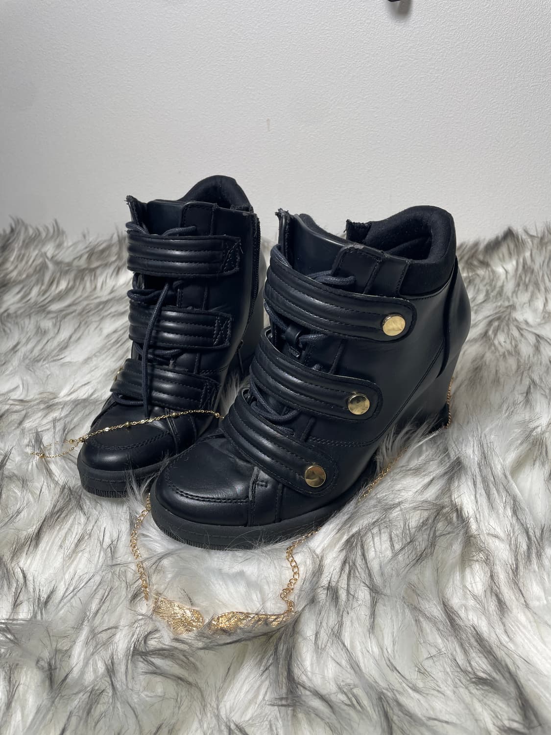 ALDO 웨지힐 골드 버튼 스니커즈 갸루 펑크 상품이미지1