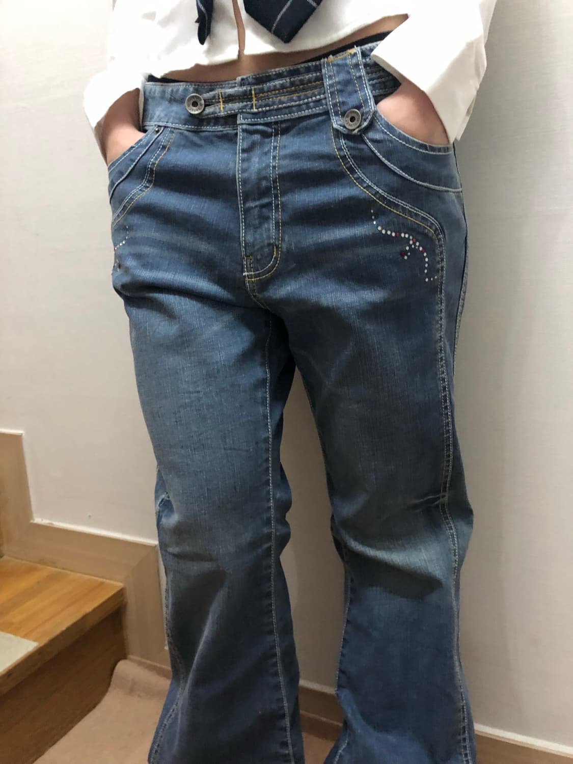 빈티지 데님 큐빅 팬츠 상품이미지4