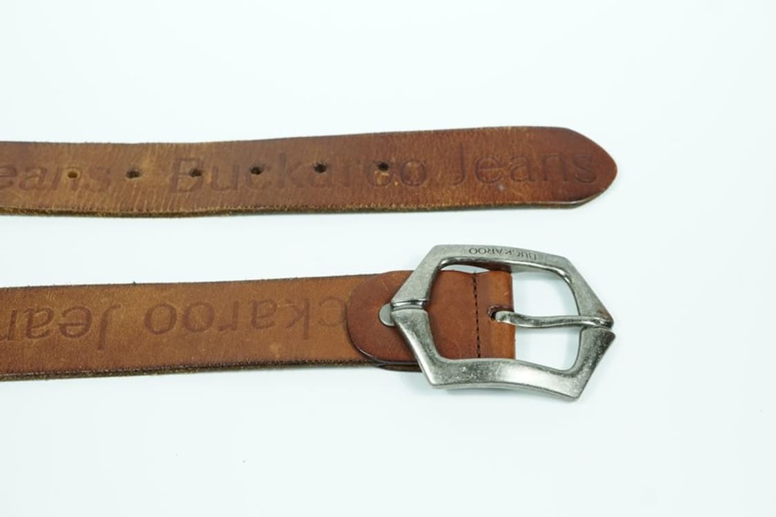 Buckaroo 빈티지 음각 로고 통가죽 브라운 벨트 상품이미지5