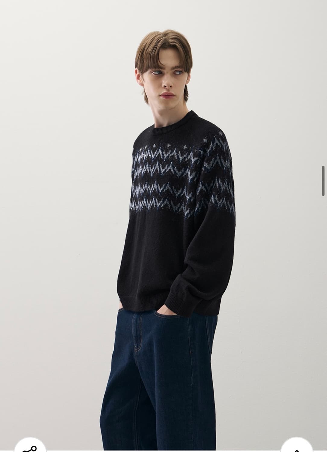 (XL) 드로우핏 울 헤어리 노르딕 크루넥 니트 BLACK 판매 상품이미지4