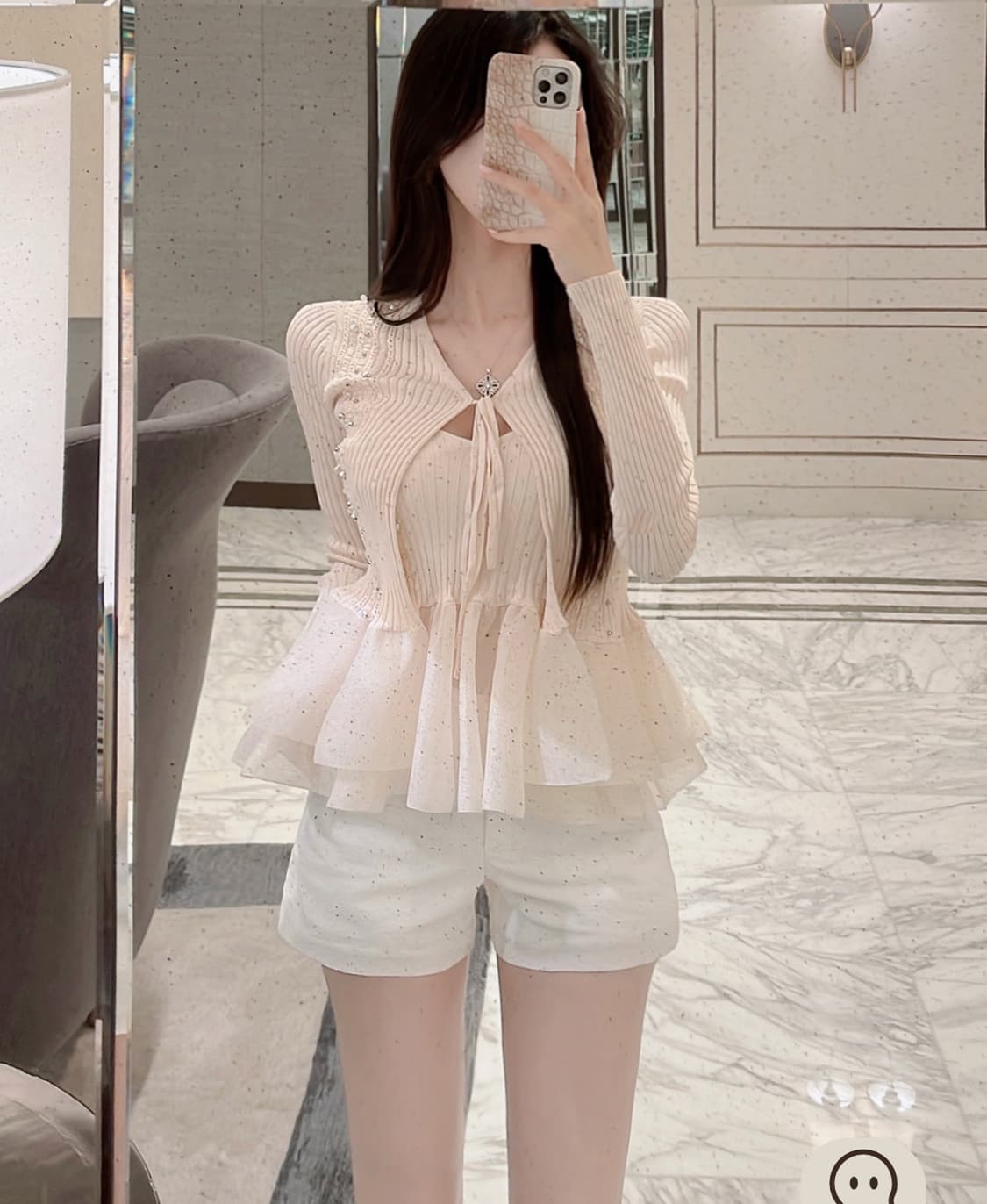 급처) 미엘르 페를린 오간자 메쉬 가디건 세트 상품이미지6