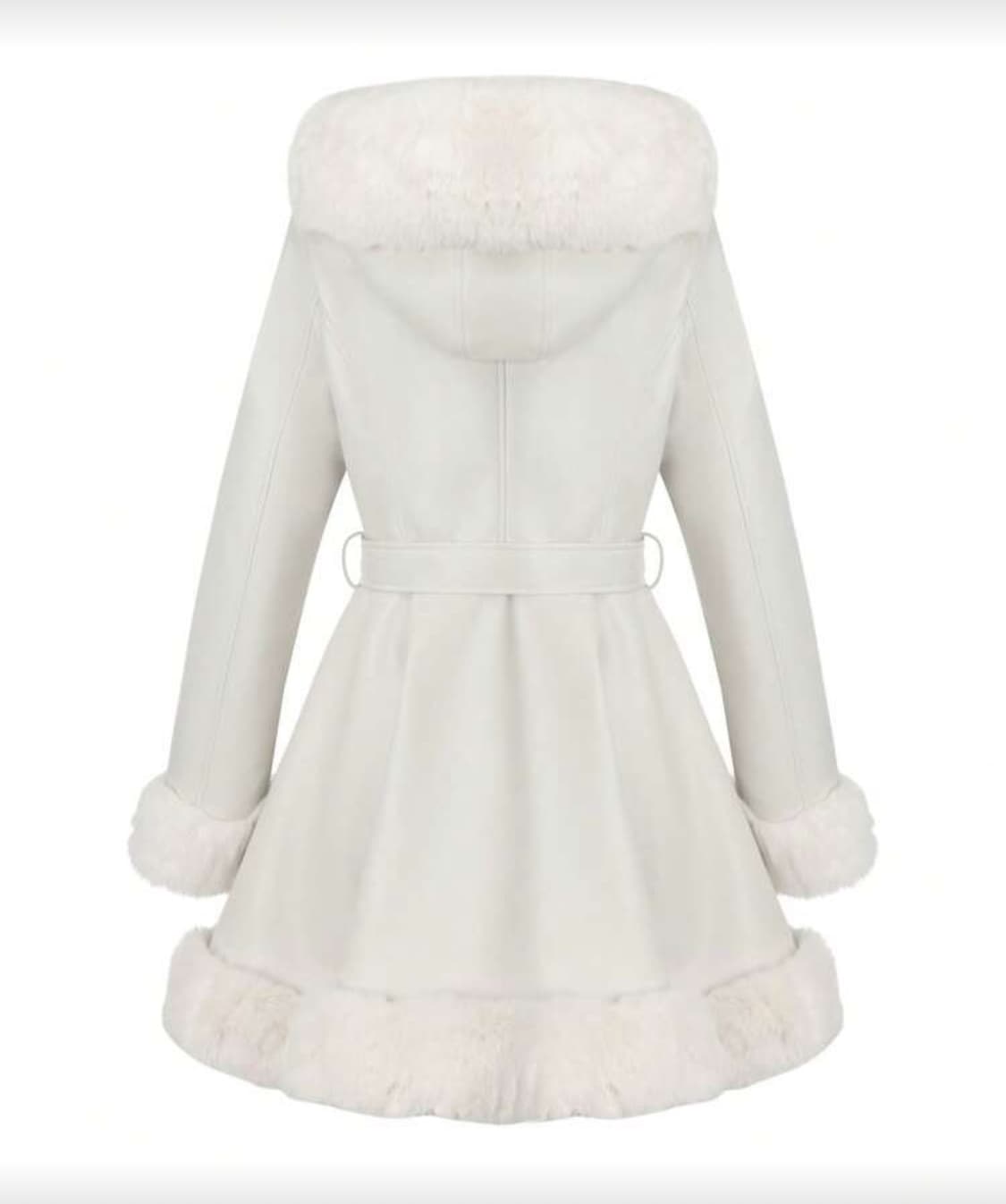 Y2k 갸루 아이보리 퍼 가죽 플레어 코트 상품이미지4