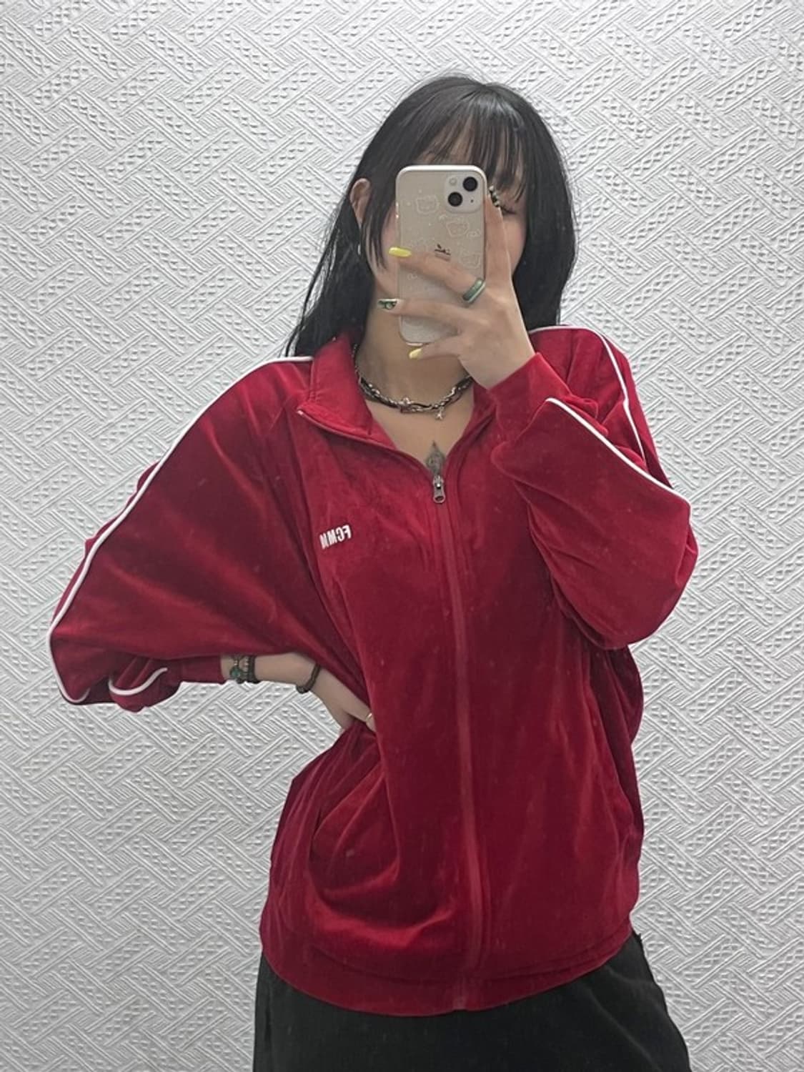 FCMM 레트로 90's 슬리브라인 오버핏 벨벳 집업 M C07465 상품이미지1