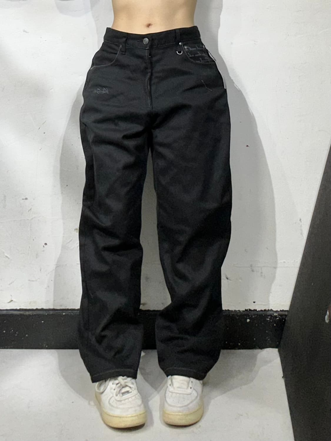 빈티지 스케이트 힙합 흑청 와이드 새깅 데님 팬츠 청바지 L 상품이미지2