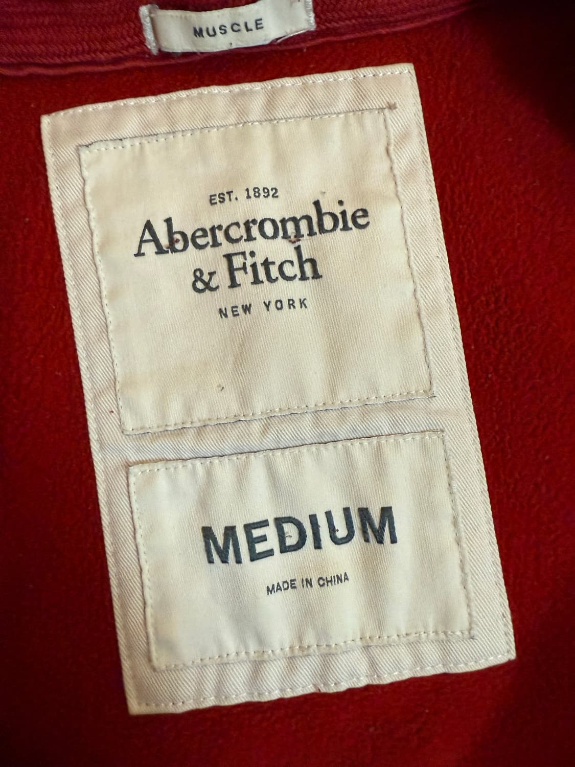 아베크롬비 레드 후드집업 M 상품이미지2