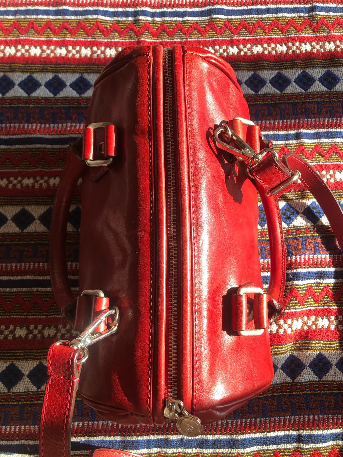 빈티지 이탈리아 레드 미니 보스턴백 상품이미지4