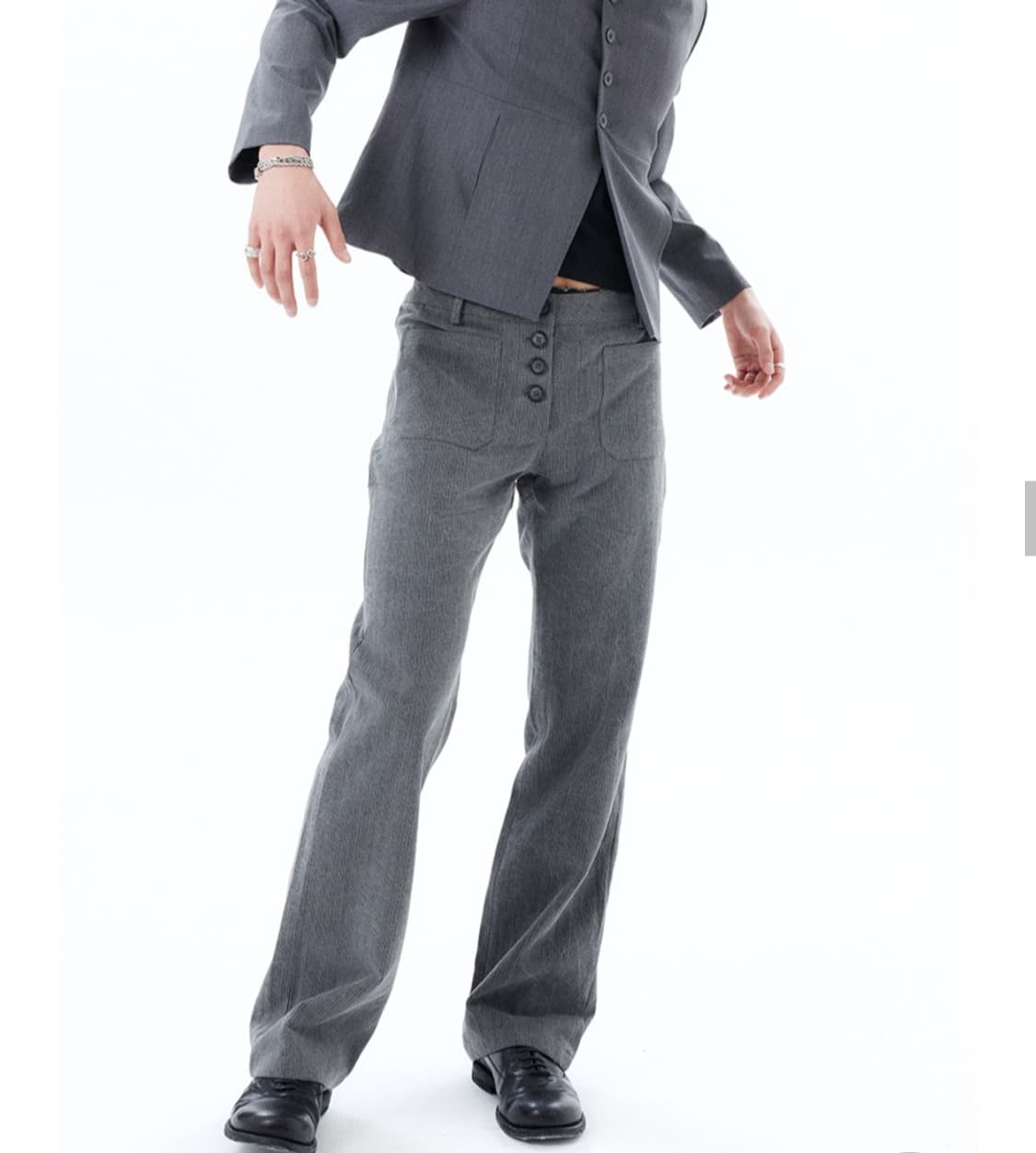 할로미늄 스트라이프 부츠컷 팬츠 상품이미지2