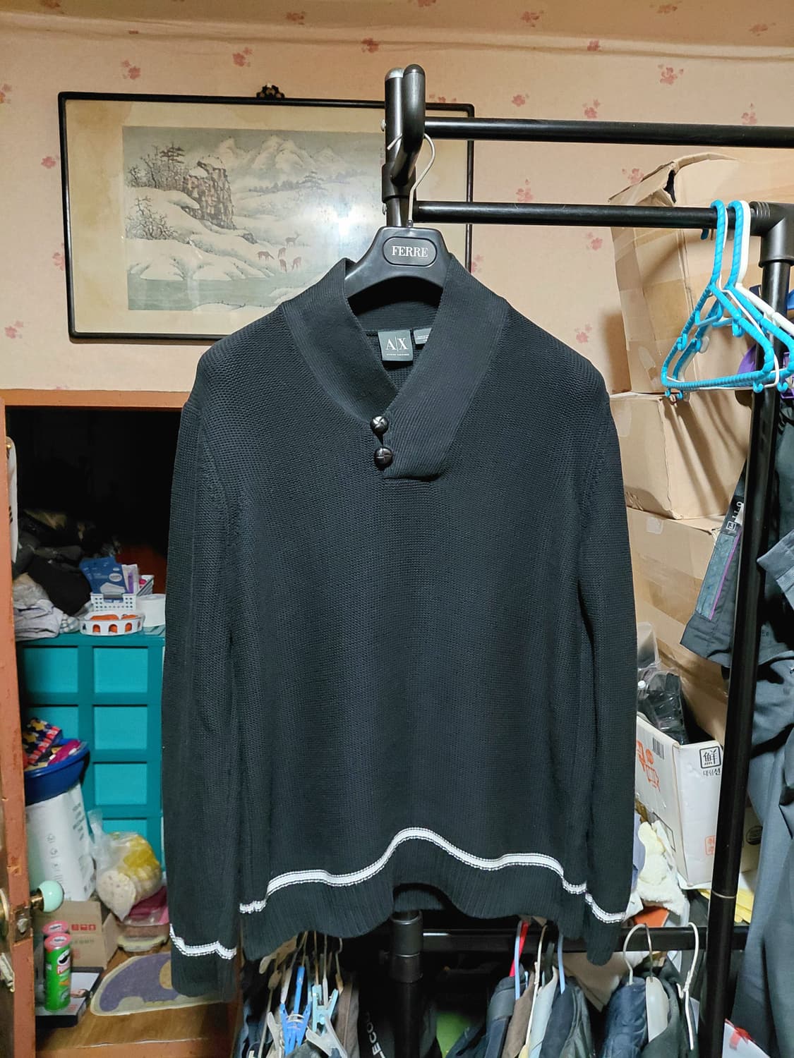 [아르마니익스체인지]코튼 숄카라 스웨터 L사이즈 상품이미지1