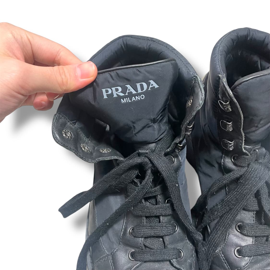 285) 프라다 레더 나일론 부츠 워커 상품이미지4