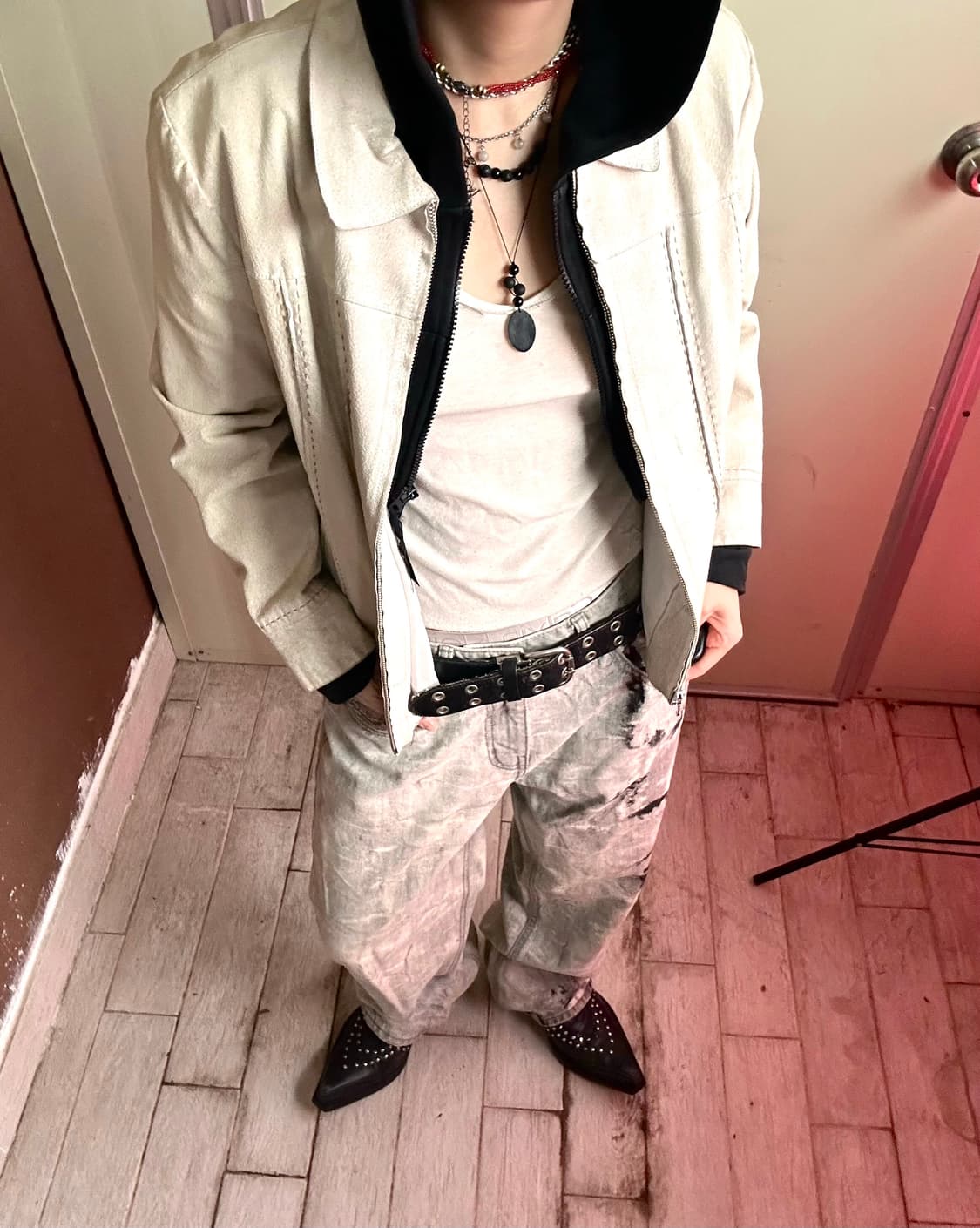 pig leather white jaket   상품이미지2
